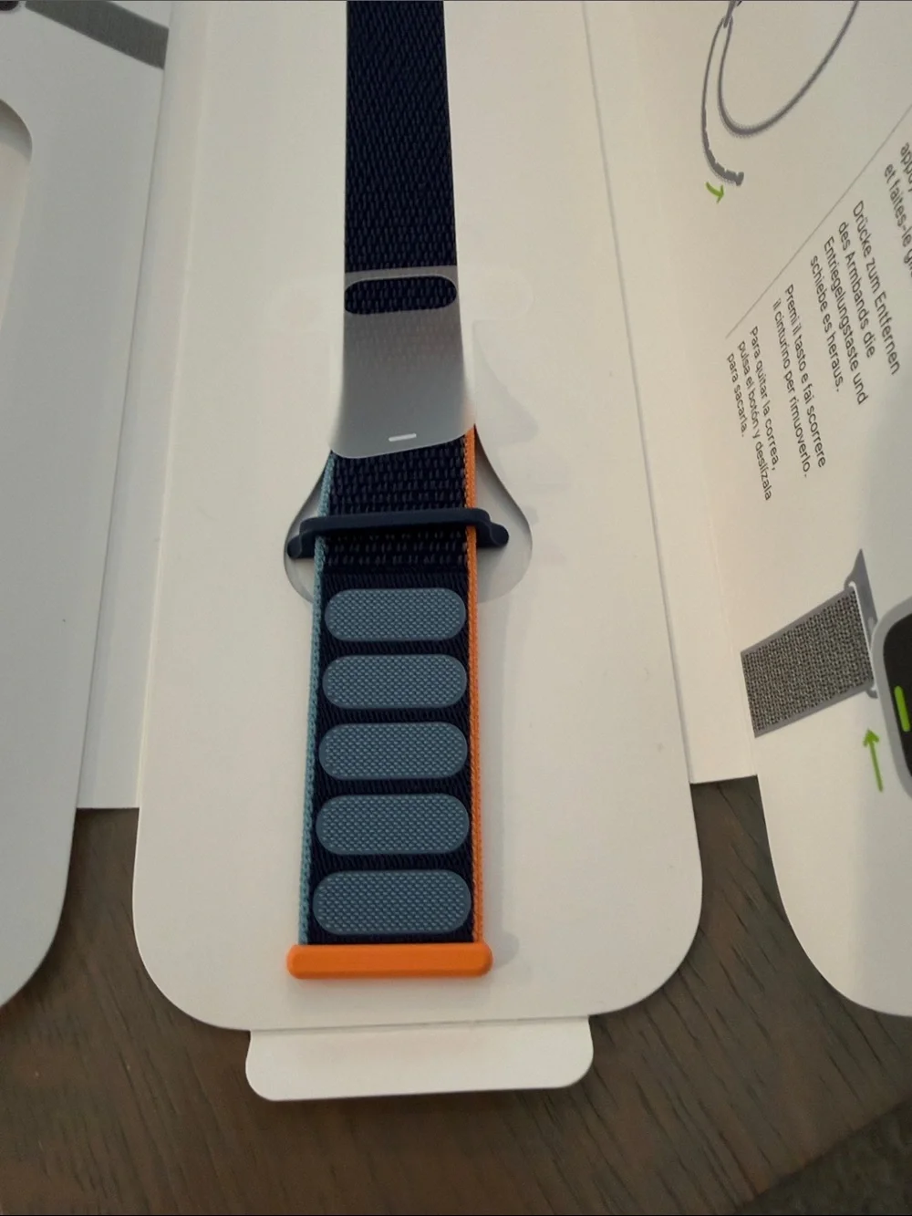 Navy Blue and Orange Woven Sport Loop Apple Watch Band 40mm